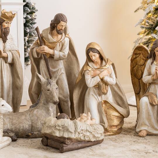 Glitzhome® 31.75" 12-Piece Majestic Oversized Christmas Nativity Figurine Set
